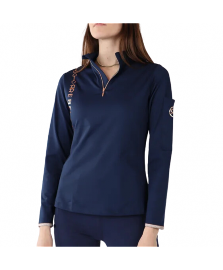 Rebel polo zipper con filete rose-gold - Navy