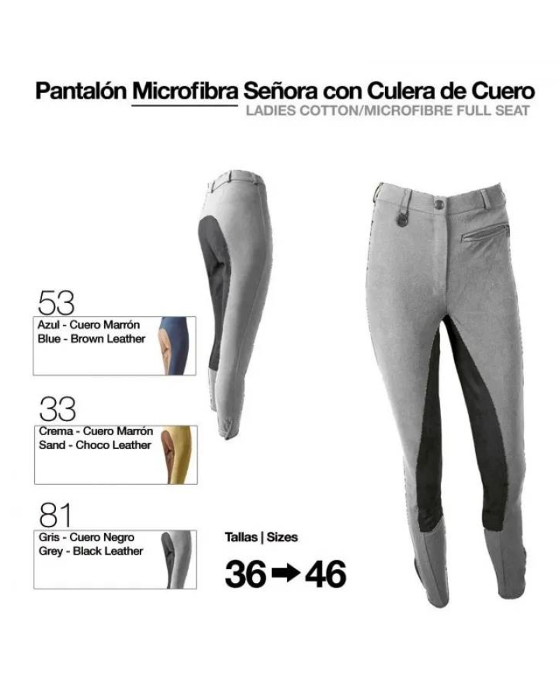 Pantalón Microfibra para Mujer con Culera de Cuero