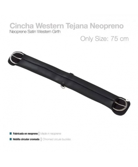 Cincha Western Tejana Neopreno Negro 75cm