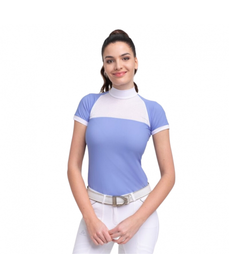 Camiseta hípica de concurso Cavalliera BABY BLUE MESH manga corta