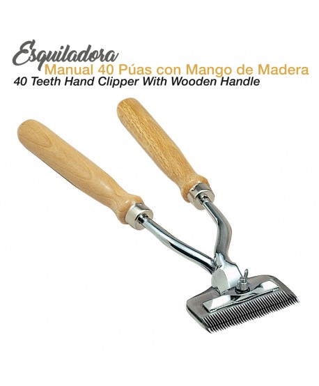 Esquiladora Manual 40 Púas Mango Madera