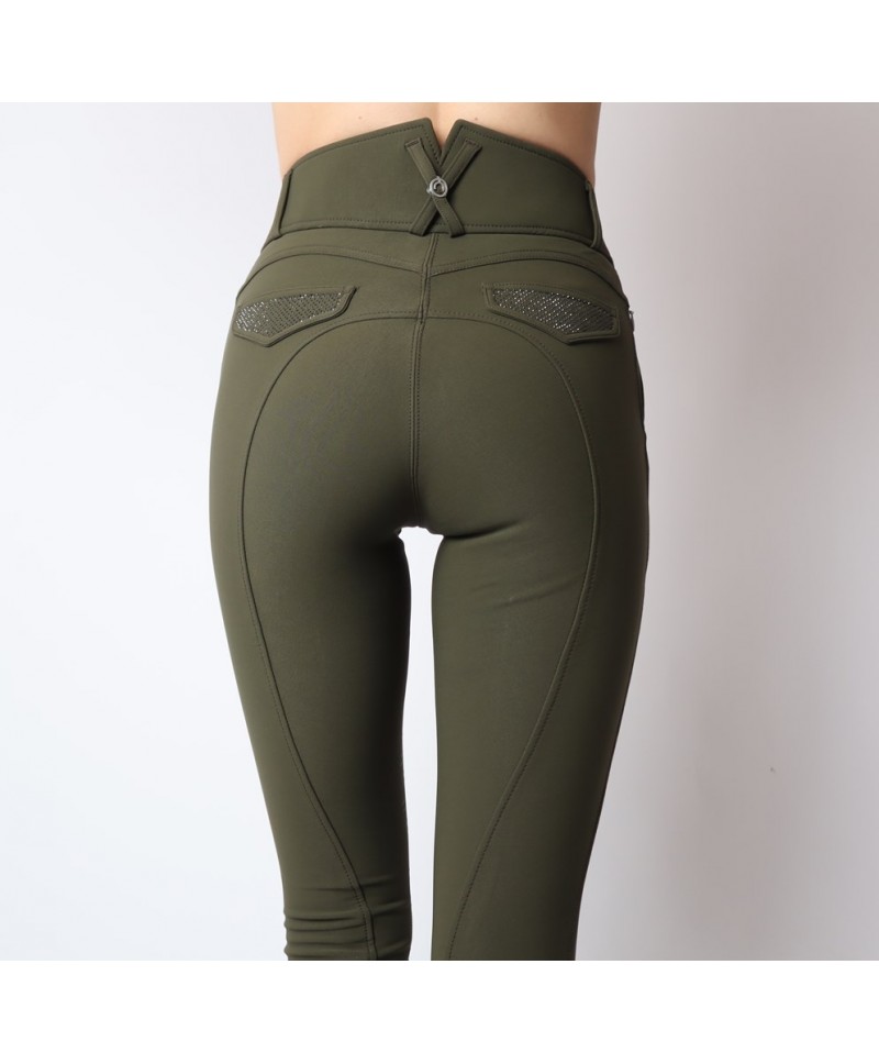 Pantalones de montar Briella Yati - Kneegrip, Oliva