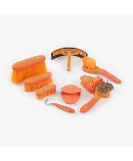 Kit de limpieza para caballos (9 piezas) Naranja